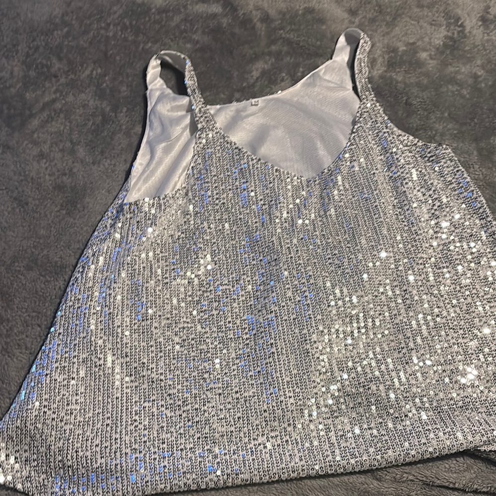 Silver Sequin Tank Top